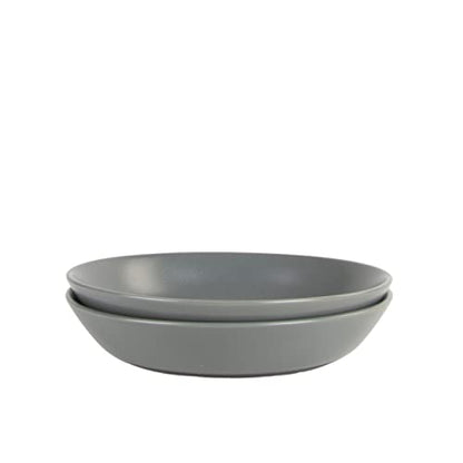 Double Line 9.5"/36 oz Dinner Bowl, Set of 2, Matte Gray - color: Matte Gray, size: Dinner Bowl