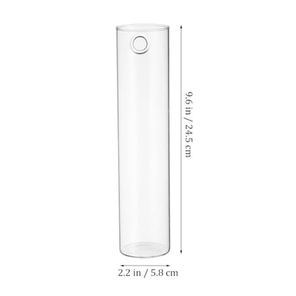 CALLARON Cylinder Glass Wall Vase Set for Hydroponic Plant Propagation, Wall-Mounted Flower Tube Vase Holder, 2pcs Hanging Indoor Terrariums for Home and Office Décor