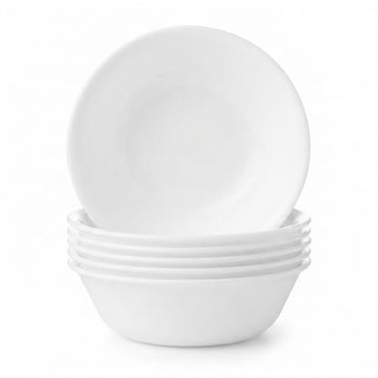 Corelle Vitrelle 6-Piece Soup/Cereal Bowl Set Triple Layer Glass and Chip Resistant, 18-Oz Lightweight Round Bowls, Winter Frost White - size: 18oz Bowls