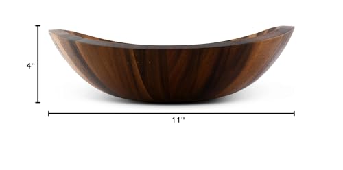 Arthur Court Large Acacia Wood Salad Serving Bowl - Modern Centerpiece for Fruits or Salads - 11 Inch Diameter 4 Inch Tall - size: 11 inches Diameter 4 Tall
