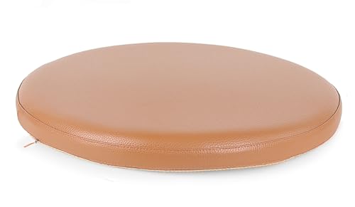 Sigmat PU Leather Round Chair Cushion Memory Foam Waterproof Round Stool Cushion for Kitchen Stool, Living Room Chiar, Office Chair, Car or Floor Pillow(14 Inch, Brown) | Waterproof, Non-slip, Machine Washable, Memory Foam,For Wooden/Metal/Plastic/Leather