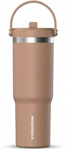 Hydrapeak Nomad 32oz Stainless Steel Insulated Travel Tumbler with Handle & Straw Lid, Leakproof, Cupholder Friendly, Back to School, College Dorm, Gym & Everyday Hydration, Cold 24 Hours (Almond) - color: Almond