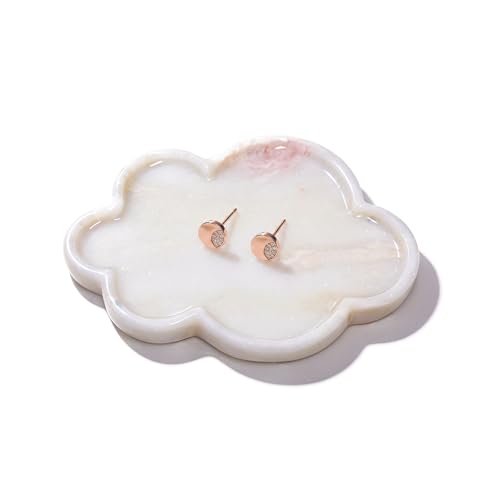 Natural Marble Tray Cloud Shape Vanity Trays, Jewelry Trays Holder Dish for Bathroom Countertop Home Decor Gift Creamy White - color: Creamy White