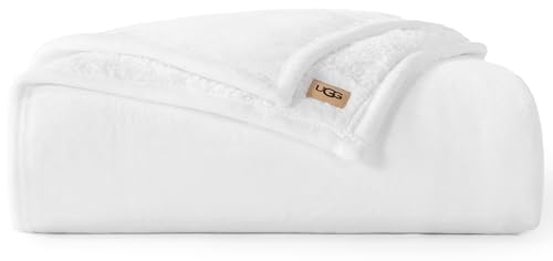 UGG Nita Twin Blanket, Reversible Plush Fleece, 66" x 90", White | Fits Twin or Twin XL Beds, UGG Fluff Plush Face, Smooth UGG Fluff Reverse, Warm & Cozy, Machine Washable, Oversized for Bed - color: White, size: Twin/Twin XL