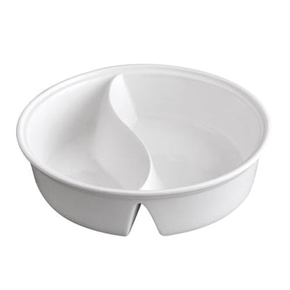 Cabilock Ceramic Divided Bowl, 40oz 2-Section Bowl with Side Compartment for Ramen, Soup, Salad, Noodles and Snacks, White, Microwave and Dishwasher Safe