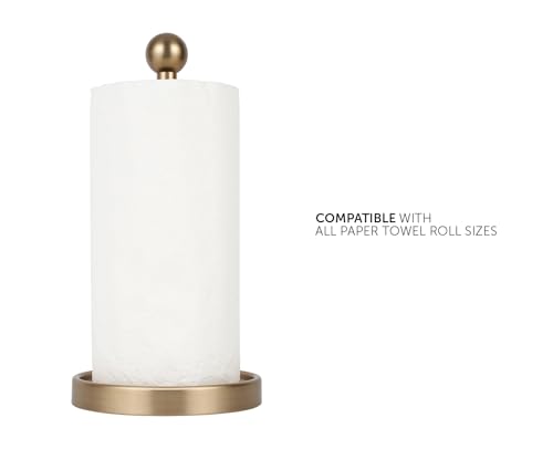 Ivilon Countertop Paper Towel Holder - Modern Sleek Ball Minimalist Design - Color Warm Gold - color: Warm Gold