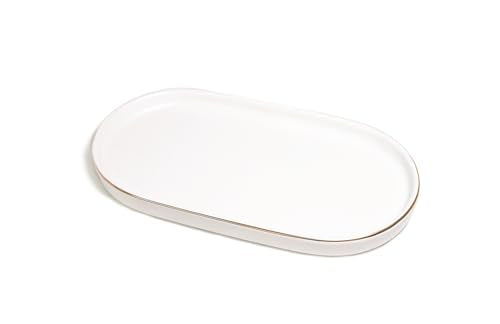 Ceramic Jewelry Dish, Perfume Vanity Tray, 7x4 Decorative Catch All Bowl for Trinket Key Ring, Small Bathroom Counter Tray, Soap Tray for Kitchen Sink (White) - color: White