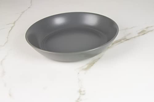 Double Line 9.5"/36 oz Dinner Bowl, Set of 2, Matte Gray - color: Matte Gray, size: Dinner Bowl