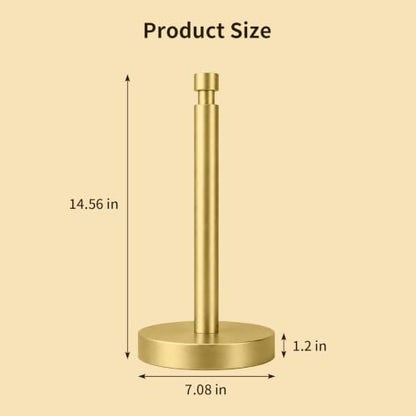 3.9lbs Heavy Duty Paper Towel Holder Countertop Weighted Base Gold | Stainles Steel,Modern Standing Countertop Dispenser for Kitchen,Easy One-Handed Tear - color: Gold