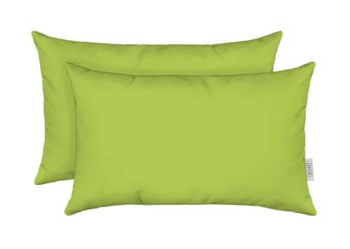 RSH DECOR Sunbrella 26" x 16" Lumbar Throw Pillows Set of 2 | Water and Fade-Resistant Performance Fabric | Outdoor Pillow Covers with Down-Alternative Inserts | Made in USA (Macaw Moss Green) - color: Canvas Macaw Moss Green, size: 26" x 16" (Set of 2)