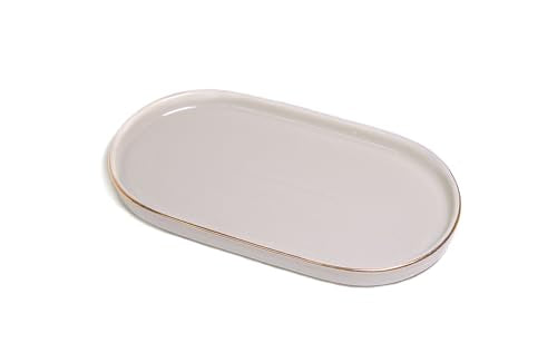 Ceramic Jewelry Dish, Perfume Vanity Tray, 7x4 Decorative Catch All Bowl for Trinket Key Ring, Small Bathroom Counter Tray, Soap Tray for Kitchen Sink (Grey) - color: Gray