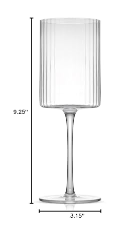 JoyJolt Elle Fluted Wine Glasses, 17.5oz Red Wine Glass Set of 2, Unique Stemmed Glass, Big Long Stem Cocktail Vintage Style Drinking Glasses - style: Red Wine Glasses