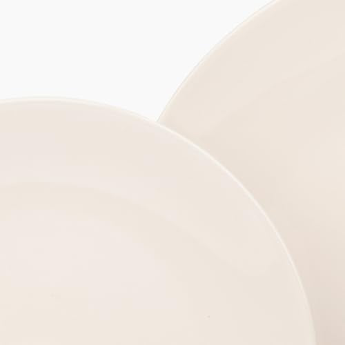 Larder & Vine Stoneware Dinnerware Set, 16 Piece, 4 Place Settings, Made in Portugal, White - color: White