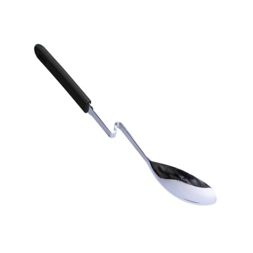 Souper Cubes Stainless Steel Spoon with Silicone Grip & Pot Hook, Charcoal | Durable Cooking Spoon Hooks to Your Pot to Help Prevent Drips and Keep Counters and Stovetop Clean - color: Charcoal, size: Spoon 1-Pack