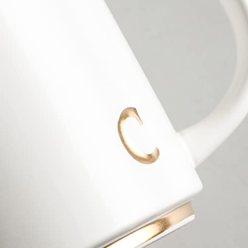 COLLECTIVE HOME Ceramic Coffee Mug, 15 oz Monogram Cup with Gift Box(C) | Dishwasher Safe, Engraved Gold Letter , Personalized Housewarming Birthday Present, Christmas Thanksgiving Mothers Day Gifts - color: gold-c