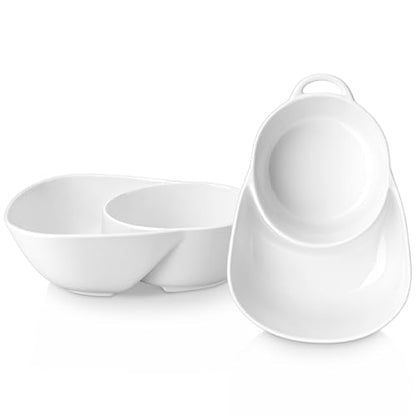 vancasso Starry Chip and Dip Bowl, Anti-Soggy Cereal Bowl, Soup and Sandwich Plate Combo, Breakfast Powls, Divided Snack Bowls Gifts for Wedding Housewarming Party, 2 Pack(White) - color: White