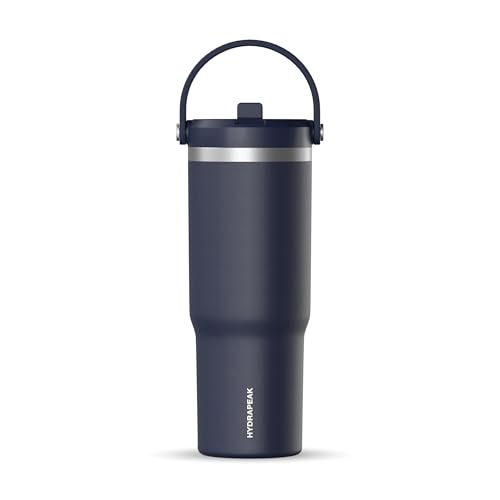 Hydrapeak Nomad 32oz Stainless Steel Insulated Travel Tumbler with Handle & Straw Lid, Leakproof, Cupholder Friendly, Back to School, College Dorm, Gym & Everyday Hydration, Cold 24 Hours (Navy) - color: Navy