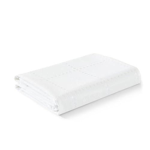 Threadmade Crochet Lace-Inspired 3-Yard Cut-to-fit Vinyl Tablecloth/Table Protector, White - 54" W x 108" L - color: White