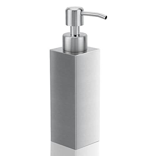 Soap Dispenser with Rust Proof Stainless Steel Pump Refillable for Bathroom and Kitchen Soap Dispenser for Essential Oils, Liquid, Lotions (8.5OZ / 250ML) - color: Square-silver