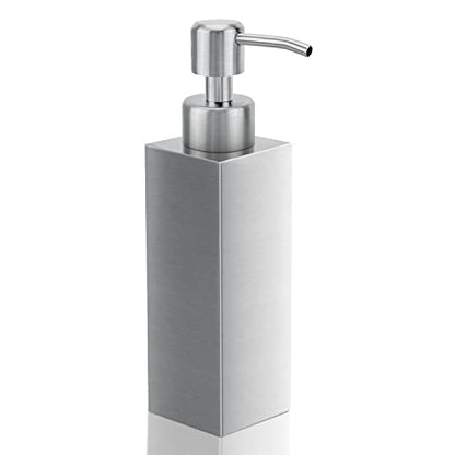 Soap Dispenser with Rust Proof Stainless Steel Pump Refillable for Bathroom and Kitchen Soap Dispenser for Essential Oils, Liquid, Lotions (8.5OZ / 250ML) - color: Square-silver