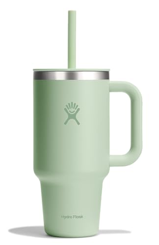Hydro Flask 32 Oz Travel Tumbler with Handle, Lid and Straw - Insulated Stainless Steel in 32 Oz Aloe Green - color: ALOE, size: 32 Ounces