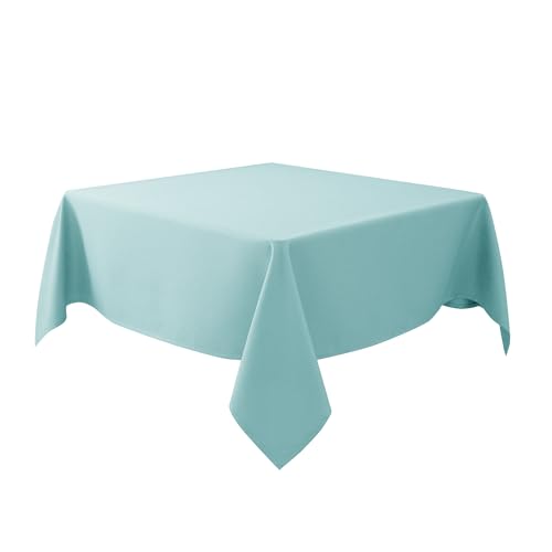 Biscaynebay Square Tablecloth 54x54 Inch-Auqa Blue Card Fabric Table Cover-Small Folding Table Cloths Linen Water Resistant for Kitchen Dining Picnic Patio Outdoor Party Restaurant Tables - color: Aqua Blue, size: 54" x 54" (Square)