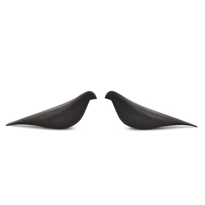 EDHAS Statues Bird Room Decor – Set of 2 Modern Wooden Bird Sculptures – Handmade Acacia Wood, Black Finish Office & Living Room Decor Accents(10.5'' X 2.75'' X 4'')