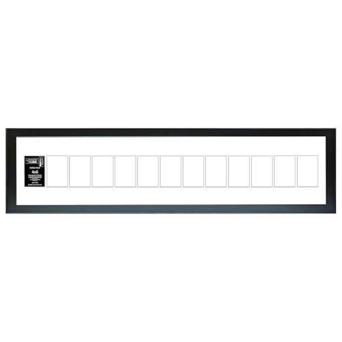 Creative Letter Art 4” x 6” Multiple Opening Picture Frame Collage with 13 holes, Manhattan Black Frame with 10 x 54-inch White Mat, Crystal Clear Acrylic, Photo Collage for Wall, 13 Openings - color: opening 13, size: Black w/10" White Mat