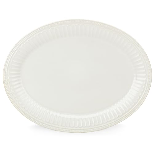 Lenox French Perle Groove White Stoneware Serving Platter | dishwasher safe, microwave safe | for appetizers or entrees | entertaining, food tray, gift for women - style: Platter