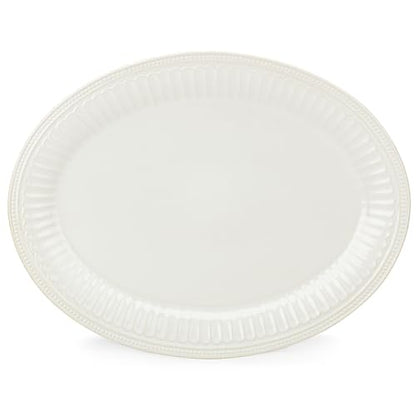Lenox French Perle Groove White Stoneware Serving Platter | dishwasher safe, microwave safe | for appetizers or entrees | entertaining, food tray, gift for women - style: Platter