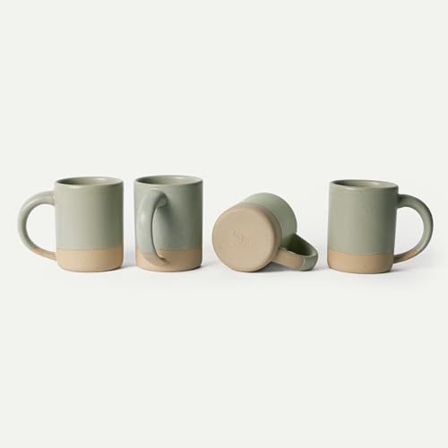 MORA Medium Mugs Set of 4, 16oz Ceramic Pottery Latte Mugs/Coffee Cups - Microwave and Dishwasher Safe - Thyme - color: Thyme