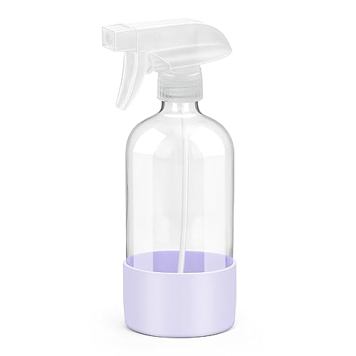 Rionisor Glass Spray Bottles with Silicone Sleeve Protection, Empty 16 oz Refillable Containers, Reusable Spray Bottles with Adjustable Nozzle for Hair, Cleaning Solutions, 1 Pack Purple - color: Purple, style: 1 Pack