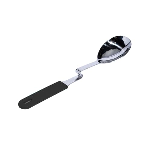 Souper Cubes Stainless Steel Spoon with Silicone Grip & Pot Hook, Charcoal | Durable Cooking Spoon Hooks to Your Pot to Help Prevent Drips and Keep Counters and Stovetop Clean - color: Charcoal, size: Spoon 1-Pack