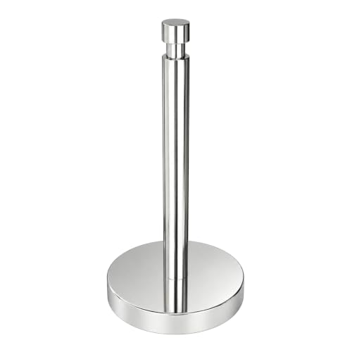 3.9lbs Heavy Duty Paper Towel Holder Countertop Weighted Base | Chrome,Stainles Steel,Modern Standing Countertop Dispenser for Kitchen,Easy One-Handed Tear - color: Chrome