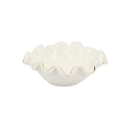 8 Inch Small Lotus Ceramic Decorative Bowl, about15 oz Capacity, Modern Ruffle Lotus Leaf with Gold TrimDesign,Decorative Centerpiece for Entryway Tables, Coffee Tables,Kitchen Counters - size: 8"