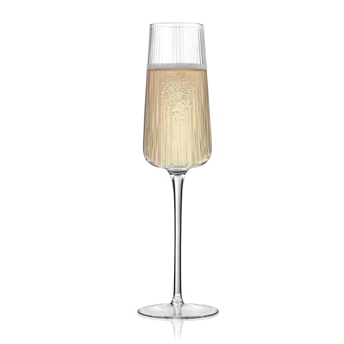 ARTLAND Soho Optic 8.5 oz Champagne Flute & 14 oz Goblet (8-Piece Set) - Stemmed Glasses for Weddings, Parties - Versatile for Cocktails, Prosecco, Wine Excellent Gift Idea, Dishwasher Safe (Clear) - color: Clear, style: Goblet & Champagne Flute (8-Piece)