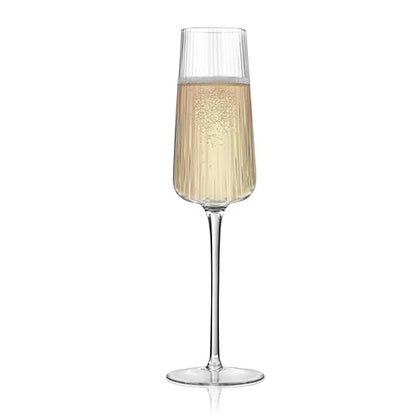 ARTLAND Soho Optic 8.5 oz Champagne Flute & 14 oz Goblet (8-Piece Set) - Stemmed Glasses for Weddings, Parties - Versatile for Cocktails, Prosecco, Wine Excellent Gift Idea, Dishwasher Safe (Clear) - color: Clear, style: Goblet & Champagne Flute (8-Piece)