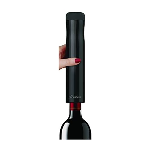 Rabbit Automatic Electric Corkscrew Wine Opener, Cordless Rechargeable, One-Touch Operation, Sleek Shiny Black Finish, Easy to Use for Wine Lovers - color: Shiny Black, size: 2 x 9.6 IN