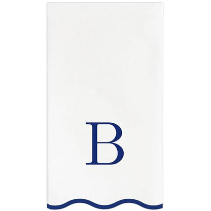 Stxy's Monogram B Napkins (Bleed-Free Ink) Scalloped Navy Blue Letter, 40ct | Monogram B Hand Towels for Bathroom, Decorative Scalloped Paper Dinner Napkins for Wedding, Birthday, Hostess & Preppy Gifts - style: B