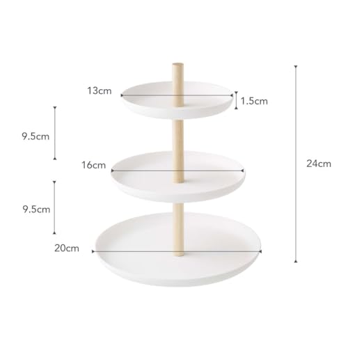 Yamazaki Home 3-Tier Food Serving Stand - Appetizer & Dessert Tray Party Organizer Steel + Wood White | 3-tier food serving stand & party organizer. Durable steel and wood construction. Display appetizers and hors d'oeuvres. - size: 7.9"