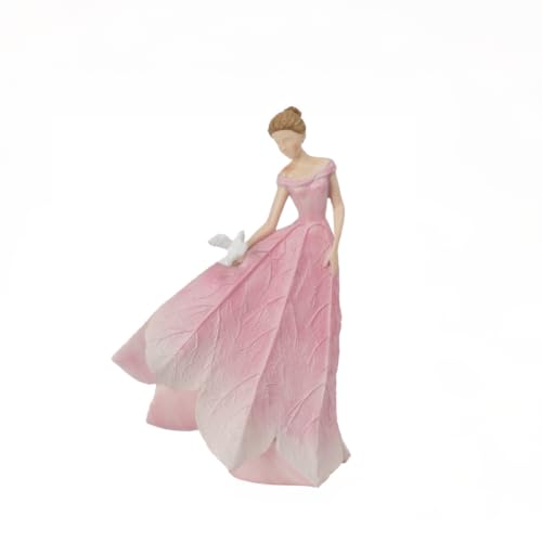Guichifun Pink Leaf Angel Girls Fairy Statue Home Decoration | Resin, Home Garden Patio Living Room Decor, Memorial Gift for Mom 5.5 x 3.25 x 8 Inch - color: Pink-bird, size: Small