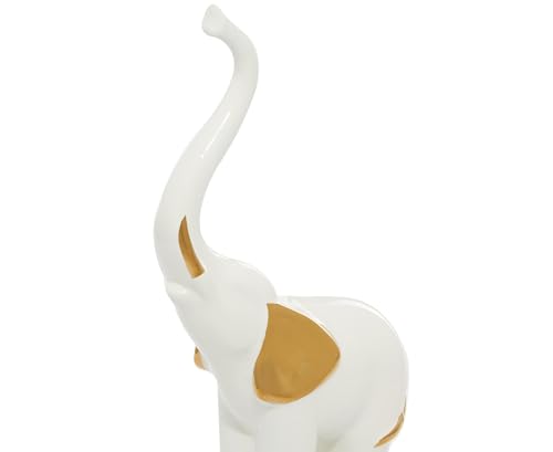 Deco 79 Porcelain Ceramic Sculpture, Set of 2 Sculpture 4"W, 14"H, Gold | Decorative Elephant Animals Home Decor Statues Statue Figurine - size: Set of 2 4"W, 14"H