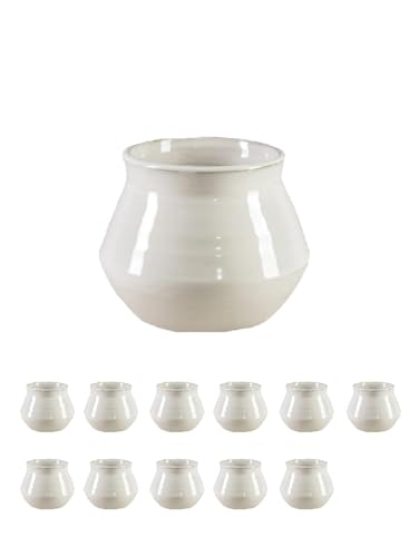 Serene Spaces Living Ivory Ceramic Pot Vase - Elegant Glossy Finish, Timeless Flared Design, Perfect for Floral Arrangements, Modern Home Décor & Gift Ideas, 6.5" Diameter & 5.5" Tall, Pack of 12