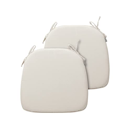 Magpie Fabrics Outdoor/Indoor 17"x16"x2" Chair Cushions with Ties Set of 2, Waterproof All Weather U-Shape Seat Pads Decoration for Patio Garden Furniture Home Office (Recycled Cream White) - color: Recycled Cream White, size: Set of 2