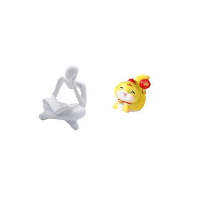 Abstract Reader Figurine Human Statue Cartoon Snake Ornament Resin Decorative Sculpture Suitable for Cabinet Office Shelf Gift Giving
