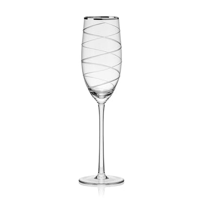 Mikasa Cheers Set of 4 Platinum Rim Champagne Flutes, 8 Ounce - style: Platinum Rim Champagne Flute