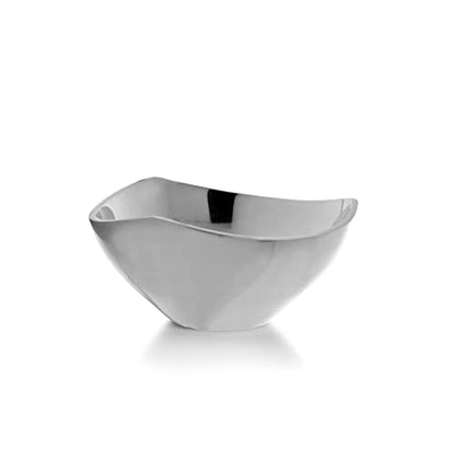 nambe Tri-Corner Olive Bowl | Chilled Serving Dish for Side Dishes, Pasta, Fruit, and Guacamole | Prep-Ahead-Bowl Can Be Heated or Chilled | 6-Inch | Made of Metal Alloy (Silver) - size: 6-Inch