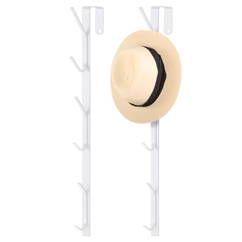 Tandefio 2 Pack 13.8" Over The Door Hook Hanger Comes with 6 Hooks from Large to Small Metal Extra Long Over The Door Hooks Hanger for Hats Rack Coat Scarf Purse Bags Scarf Keys and More (White) - color: White