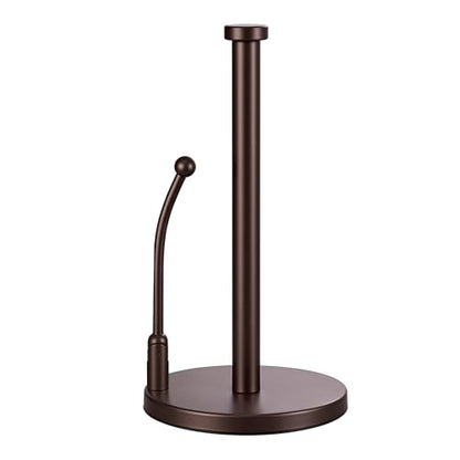 SMARTAKE Paper Towel Holder Countertop, Non-Slip Weighted Base, Bronze | Freestanding Kitchen Roll Dispenser, Rustproof Stainless Steel, Spring Arm for Easy Tear, Widden Top, with 4 Suction Cups - color: 06-bronze