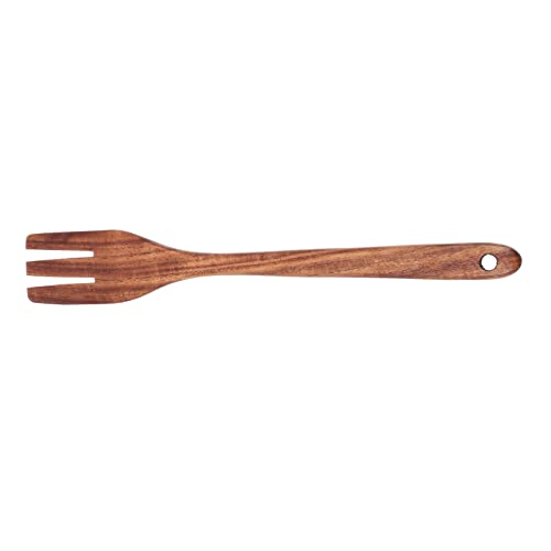 BESTonZON Wooden Serving Fork Long Handle Kitchen Utensil for Salad Mixing Cooking and Serving Ergonomic Wood Fork for Home Kitchens Restaurants Hot Pot Use 8.85In